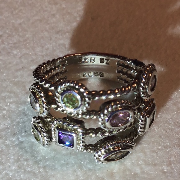 COLORED STONES ESPO RING IN 925 STERLING SILVER - Picture 7 of 9